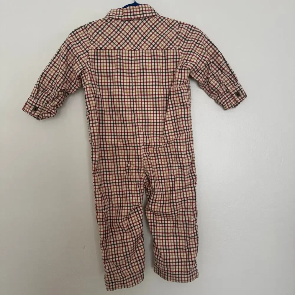 Baby Gap Plaid Romper featuring Button Down Collar